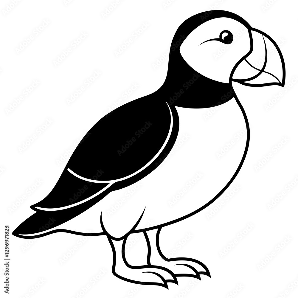 Fototapeta premium Puffin in a Single Stroke Vector