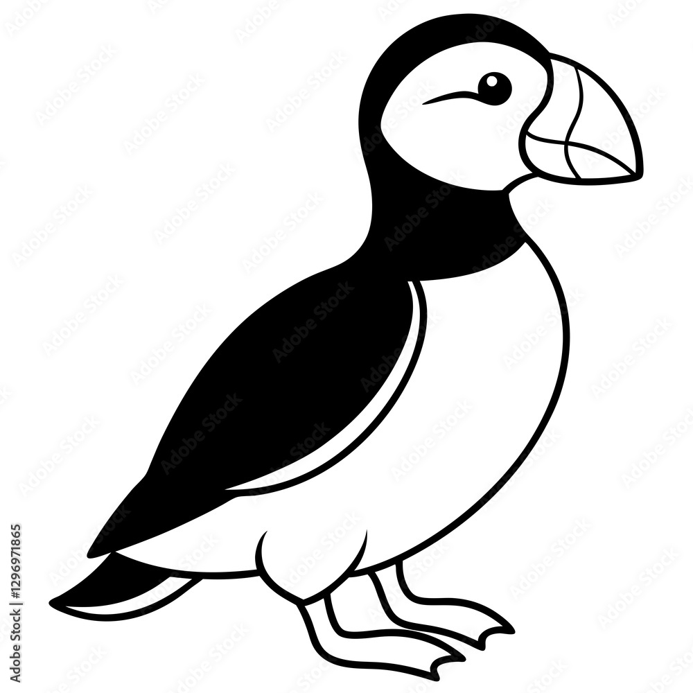 Obraz premium Puffin in a Single Stroke Vector