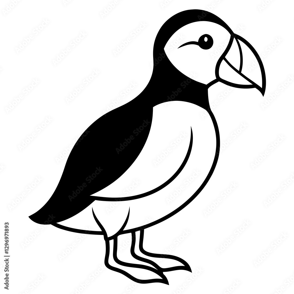 Obraz premium Puffin in a Single Stroke Vector