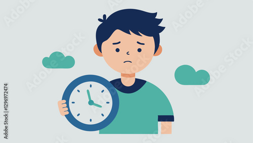 Time Bomb A teenager holding a clock thats ticking loudly with words like Stress and Pressure written on it to represent the urgency and anxiety they feel about time and