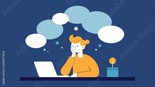 Thought Clouds A person sitting at a desk with multiple thought bubbles filled with choices floating above their head looking exhausted.