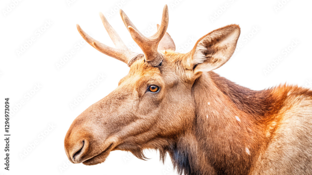 Side profile of a moose with detailed fur texture Side profile of a moose with detailed fur texture