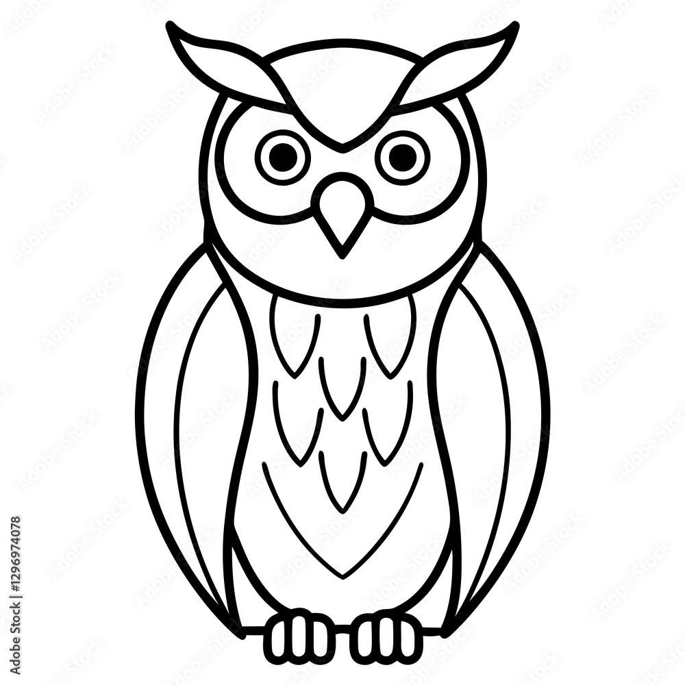 Simple Owl Line Art Vector Illustration Simple Owl Line Art Vector Illustration