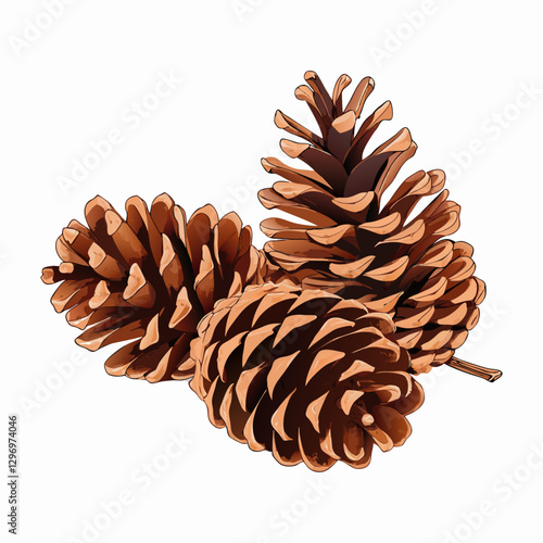 Tasty Pine Cones isolated  white background vector  illustration
