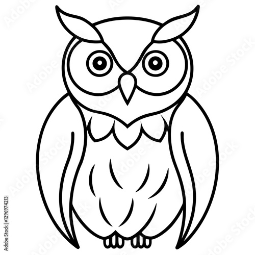 Simple Owl Line Art Vector Illustration