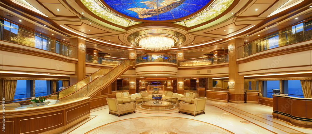 Obraz premium The interior of a luxury cruise ship a huge atrium_007