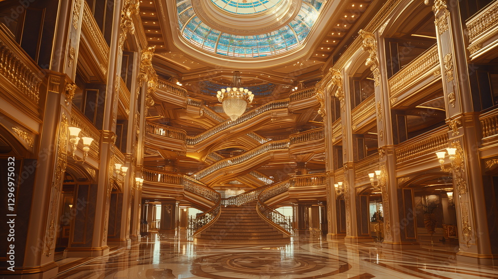 Obraz premium The interior of a luxury cruise ship a huge atrium_009