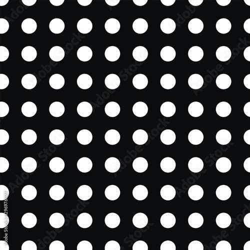 Abstract fashion monochrome polka dots background. Black and white seamless pattern with textured circles. Template design for invitation, poster, card, flyer, banner, textile, fabric. Halftone card.