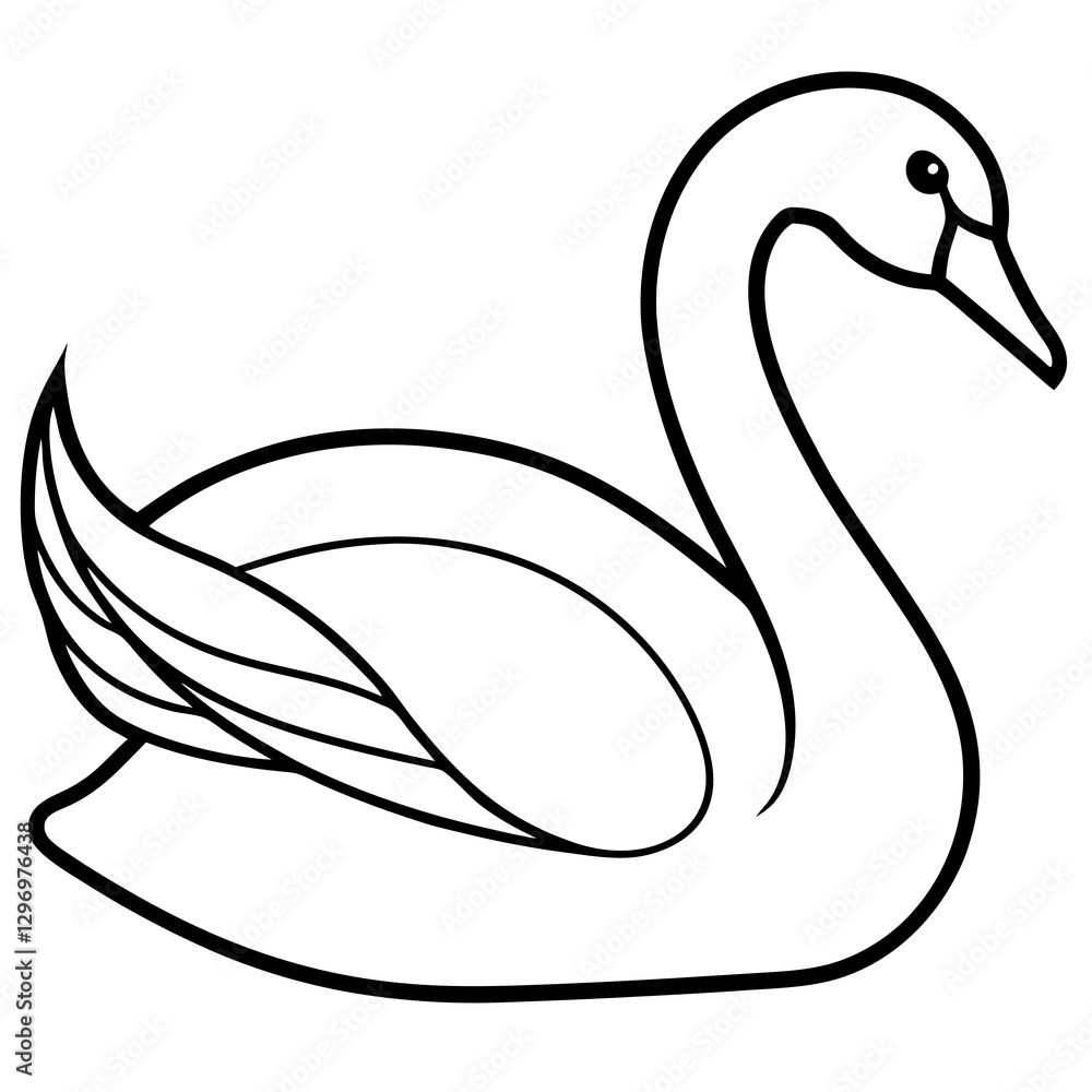 Obraz premium Simple Swan One-Line Vector Drawing