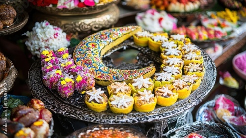 Crescent Moon and Star Decorations for Ramadan and Hari Raya Celebration photo