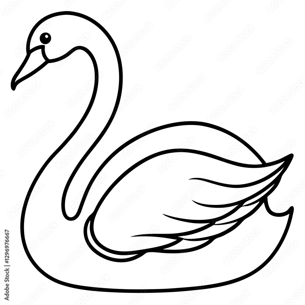 Obraz premium Simple Swan One-Line Vector Drawing