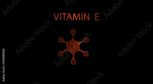 Vitamin E Molecular Structure Symbol animation on black background. photo