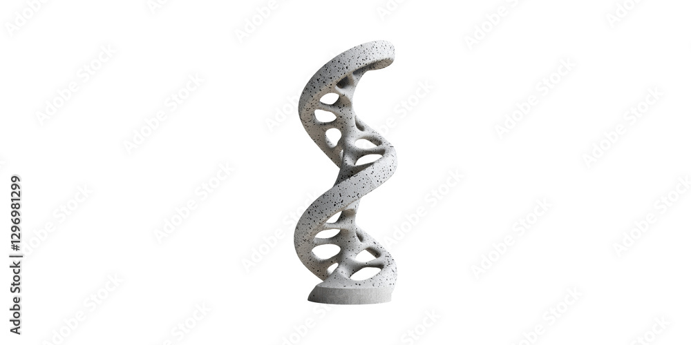 Abstract curved concrete sculpture with openings isolated on transparent background Abstract curved concrete sculpture with openings isolated on transparent background