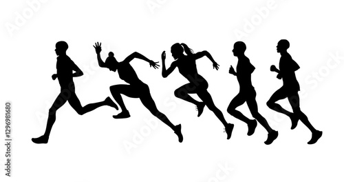 running people silhouettes collection