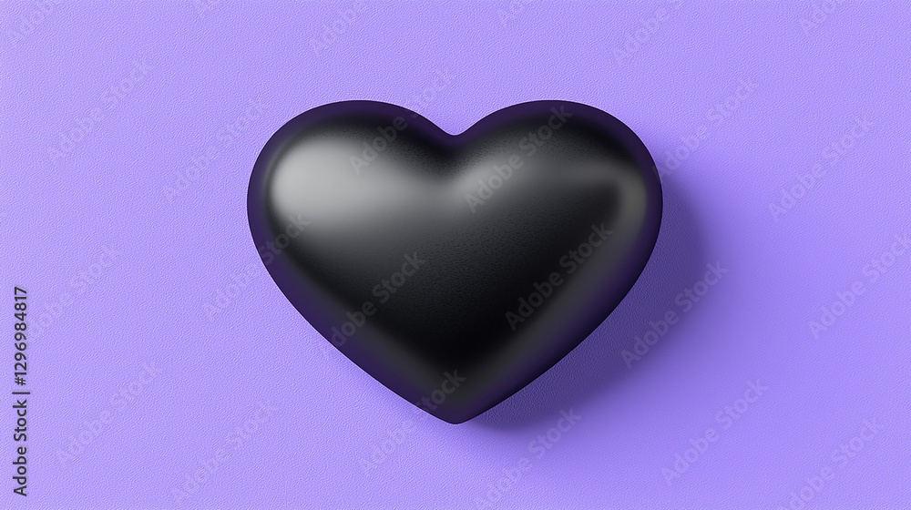 Fototapeta premium Elegant Black Heart on a Lavender Background
