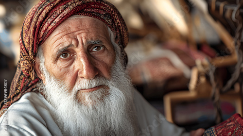 Old happy man, Arabic elderly senior photo