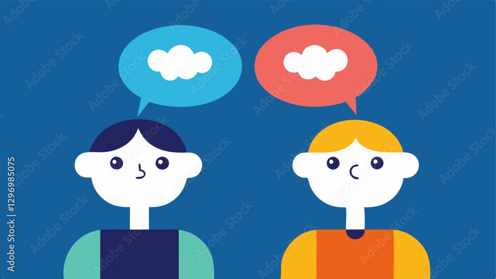 Thought Bubbles Depict two characters with overlapping thought bubbles showing images of their thoughts