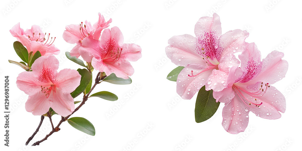 Pink Azalea Flowers Composition Two Branches, Isolated on Transparent Background, Floral Design Element, Spring Bloom, Azalea, Flower, Spring Pink Azalea Flowers Composition Two Branches, Isolated on Transparent Background, Floral Design Element, Spring Bloom, Azalea, Flower, Spring