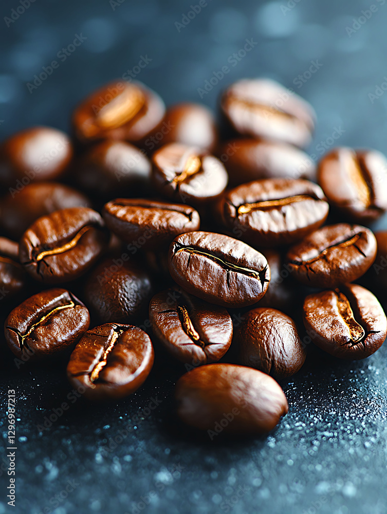 Closeup of roasted coffee beans, rich dark brown tones, showcasing texture and detail. Aromatic, invigorating, and perfect for beverage, food, or lifestyle concepts. Closeup of roasted coffee beans, rich dark brown tones, showcasing texture and detail. Aromatic, invigorating, and perfect for beverage, food, or lifestyle concepts.