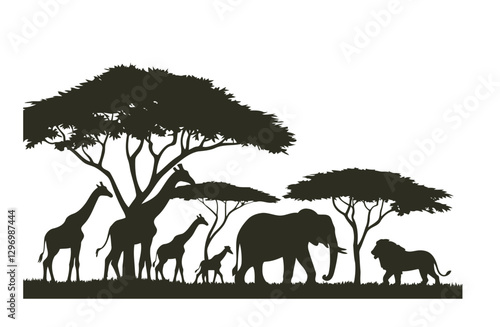 The Call of the Wild Majestic African Animals in Stunning Black Silhouette