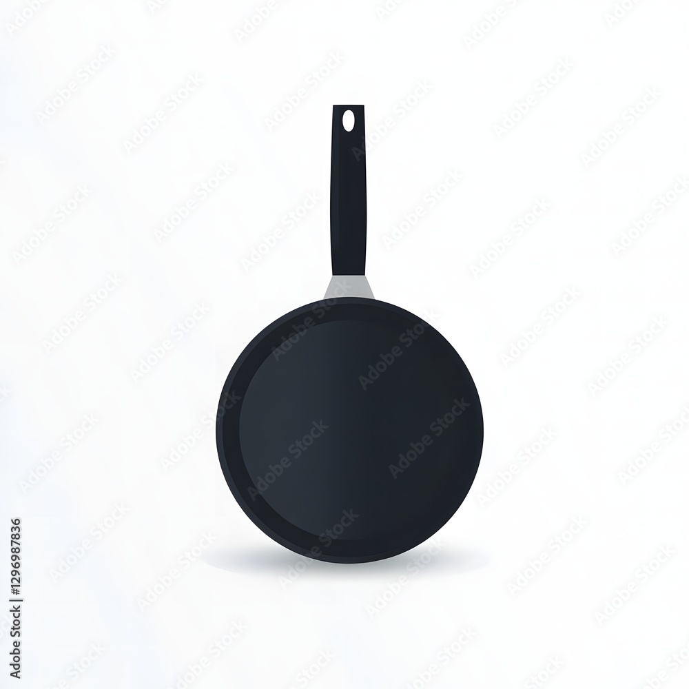Sleek frying pan icon depicting a non-stick surface with a modern design and elegant handle. Sleek frying pan icon depicting a non-stick surface with a modern design and elegant handle.