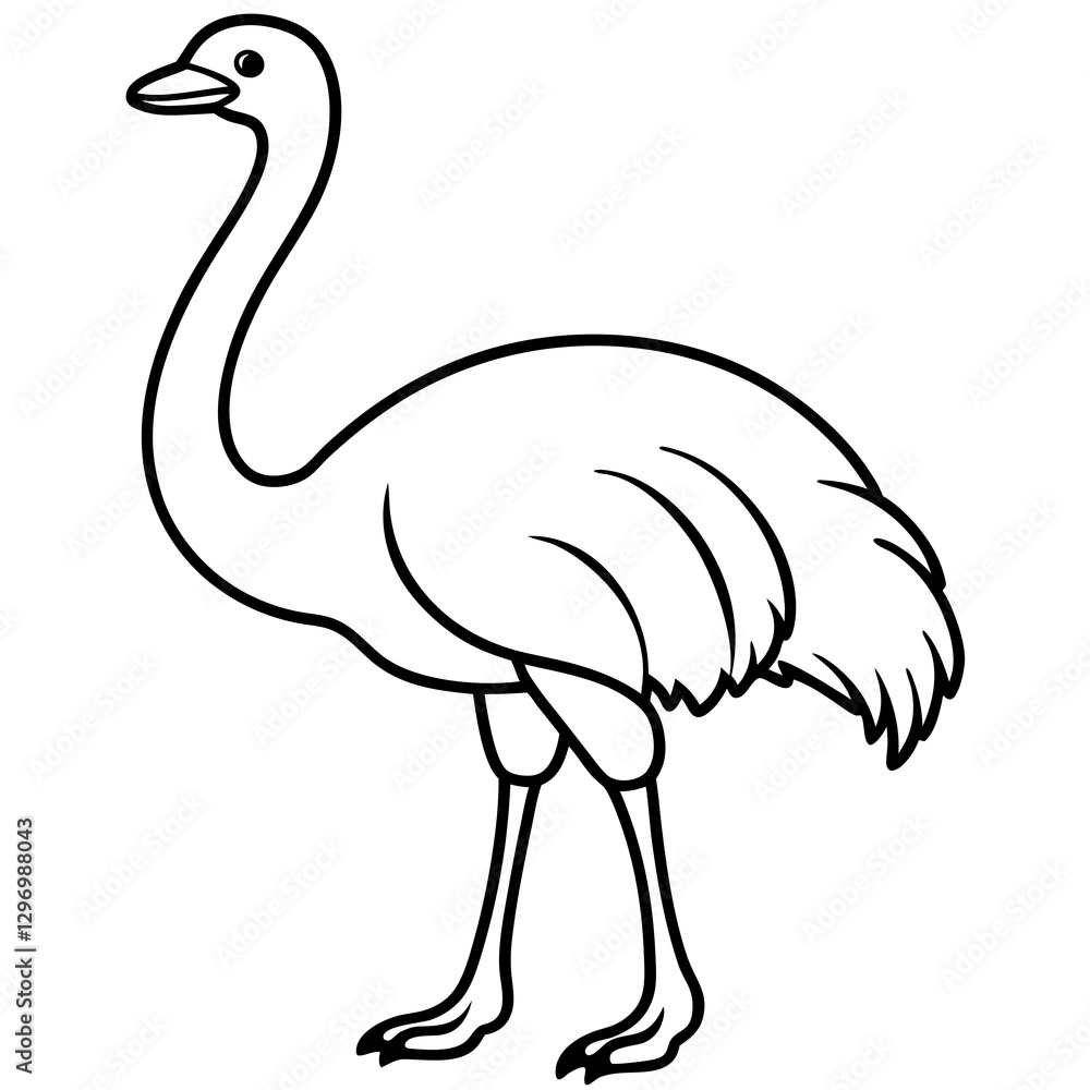 Sleek Ostrich Outline in Vector Style Sleek Ostrich Outline in Vector Style