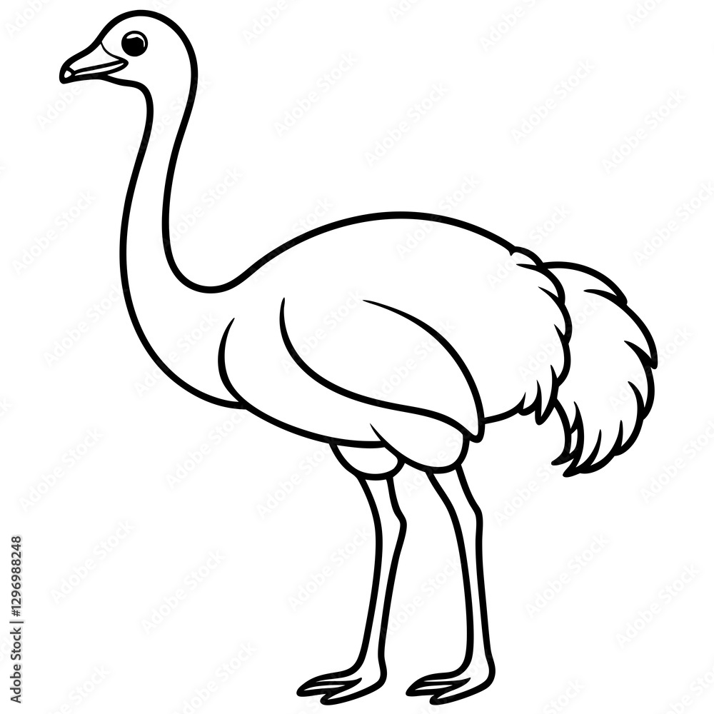 Sleek Ostrich Outline in Vector Style Sleek Ostrich Outline in Vector Style