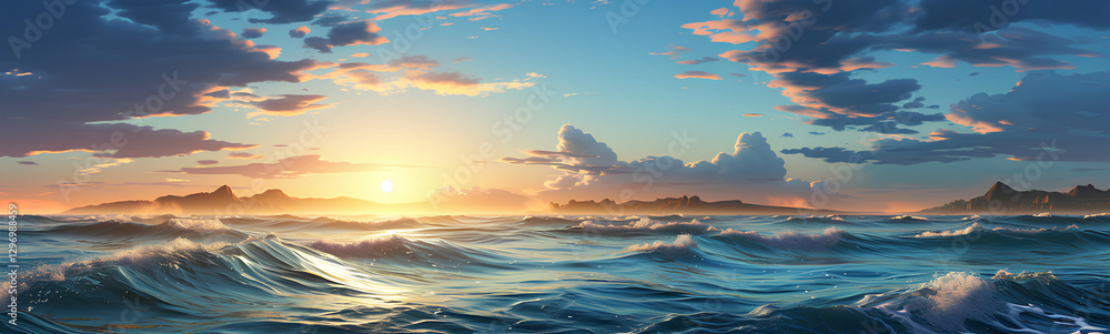 Obraz premium Clean Horizon Image White Light Blue Lines