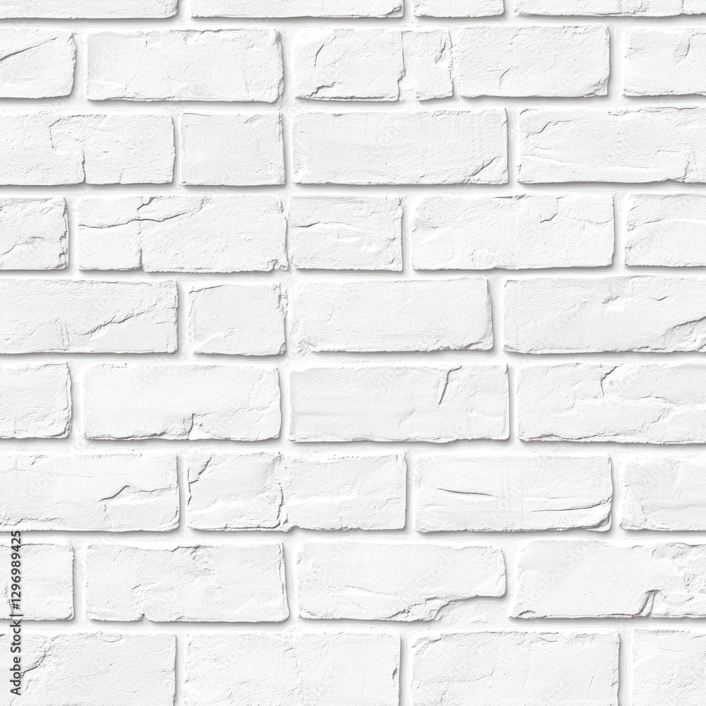 Fototapeta premium White brick wall texture background, for interior design, wallpaper, or building material samples