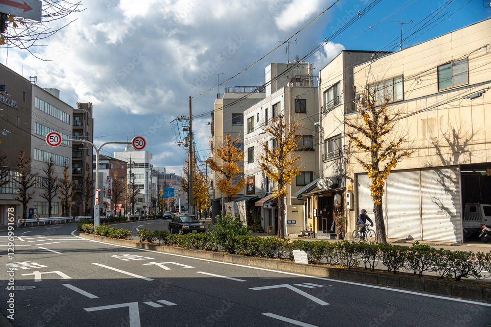 Kyoto, Japan - Dec 27 2024: A neighborhood street in Japan Kyoto, Japan - Dec 27 2024: A neighborhood street in Japan