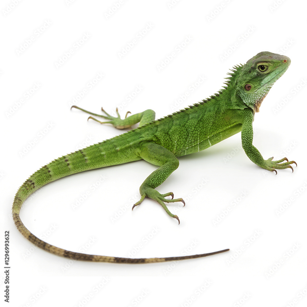 Naklejka premium Full body of a green lizard Isolated Trasnparent Background, Png Isolated, Trasnparent Background