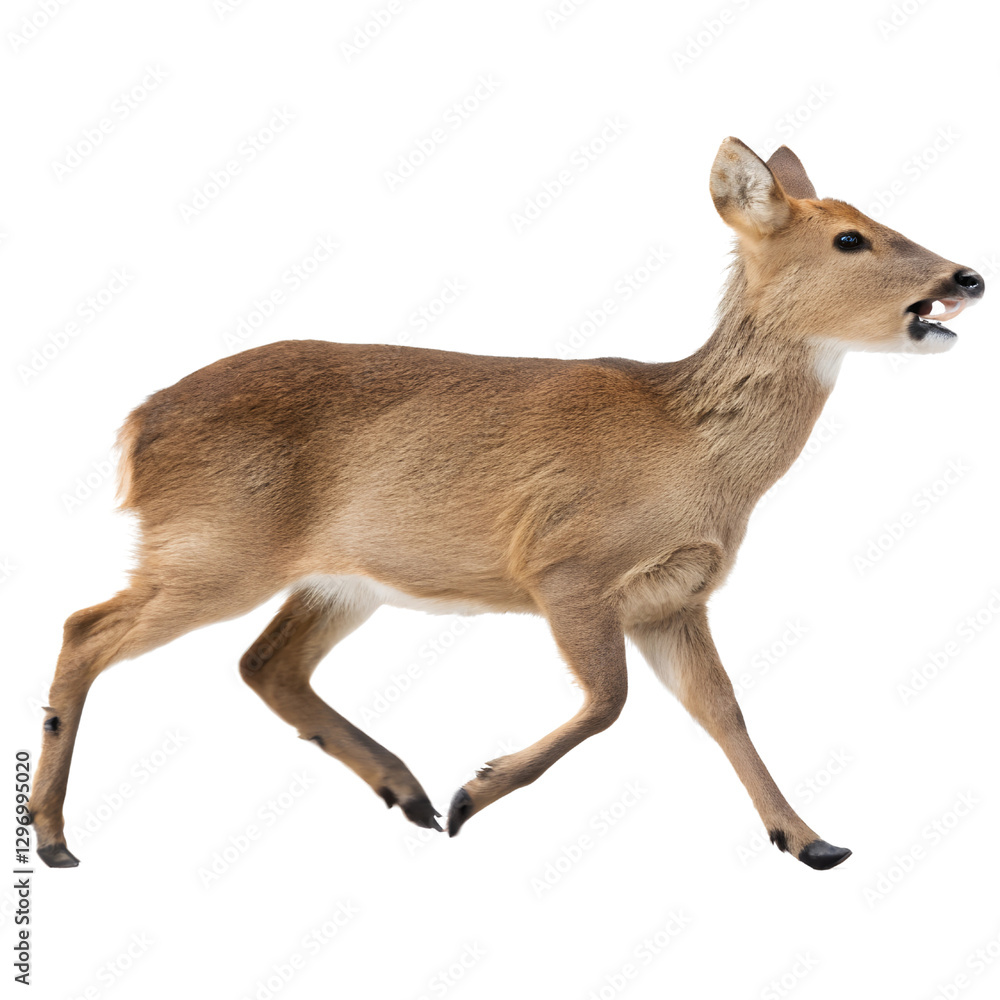 Chinese Water Deer (Hydropotes inermis) running and hunting Isolated Trasnparent Background, Png Isolated, Trasnparent Background Chinese Water Deer (Hydropotes inermis) running and hunting Isolated Trasnparent Background, Png Isolated, Trasnparent Background