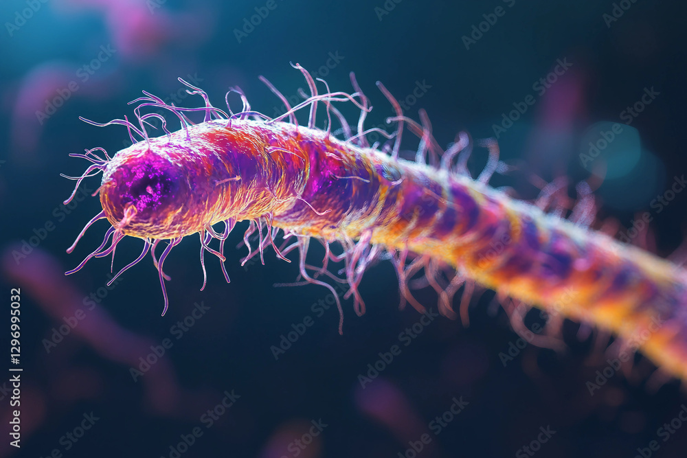 Generative AI illustration of microscopic bacterial forms showcasing vivid molecular structures and glowing effects Generative AI illustration of microscopic bacterial forms showcasing vivid molecular structures and glowing effects