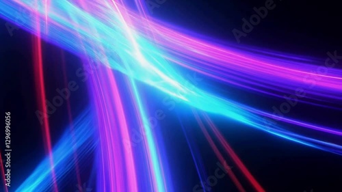 Colorful Neon Lines on Black: Modern Abstract Art