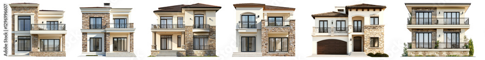 PNG Elegant modern luxury homes, element set on transparent background PNG Elegant modern luxury homes, element set on transparent background