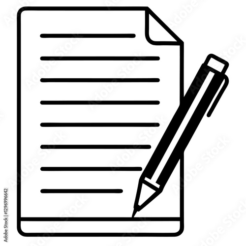 document with pen icon vector on white background