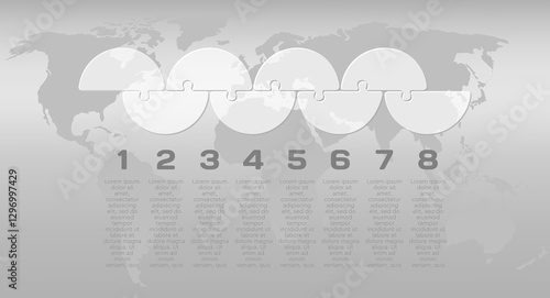 Eight steps line infographic, puzzle diagram