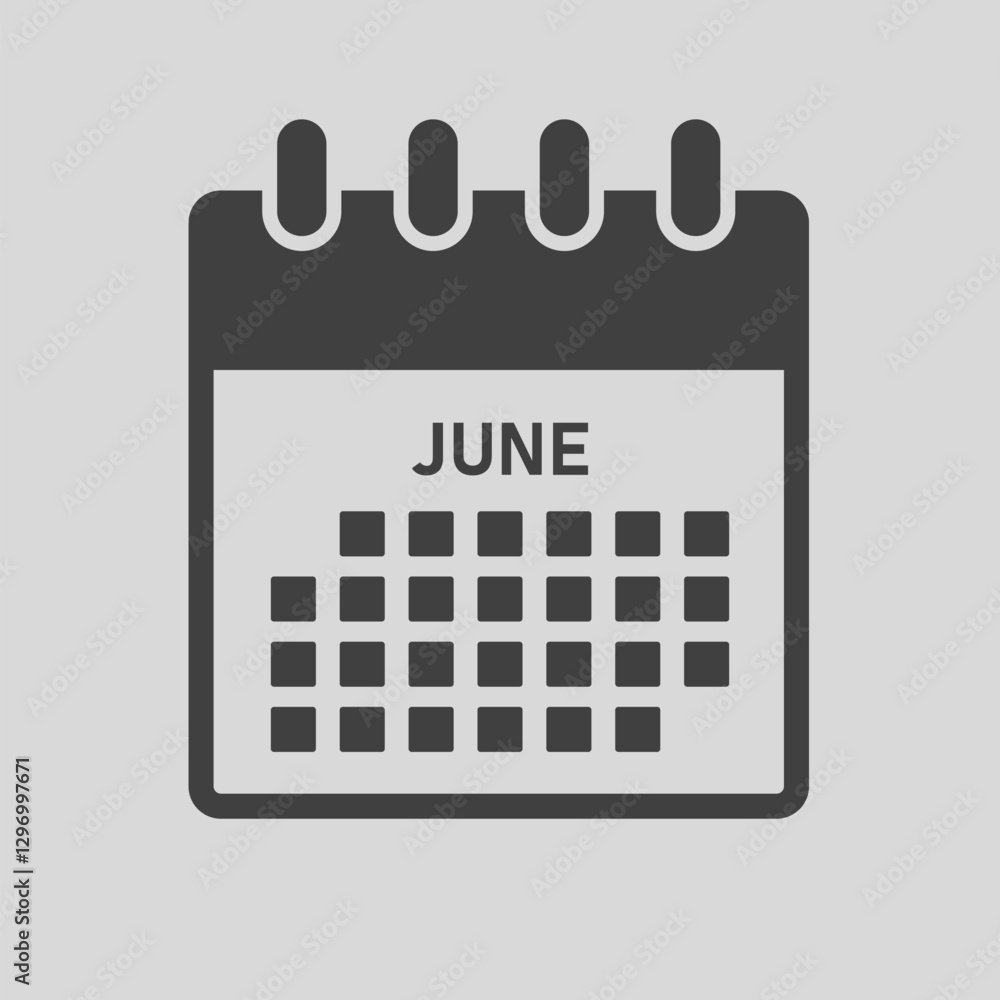 Vector template icon page calendar, month June Vector template icon page calendar, month June