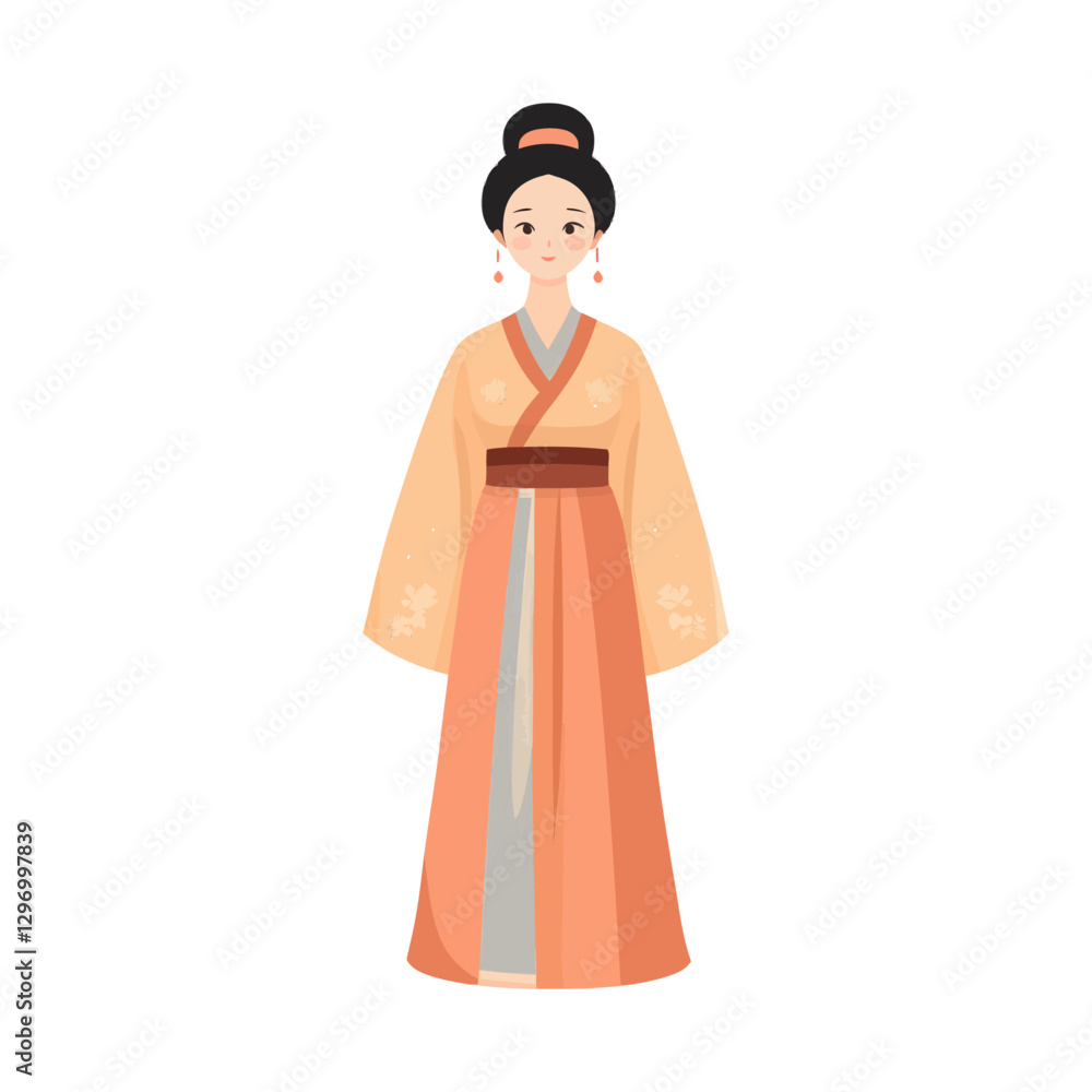 A Cartoon Illustration Of A Woman Wearing Traditional Eastern Attire A Cartoon Illustration Of A Woman Wearing Traditional Eastern Attire