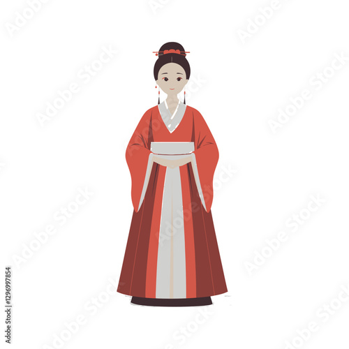 An Illustration Depicts A Woman Wearing Traditional Eastern Style Attire