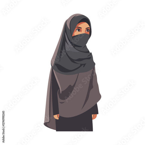 An Illustrated Portrayal Of A Woman Wearing Religious Head Covering