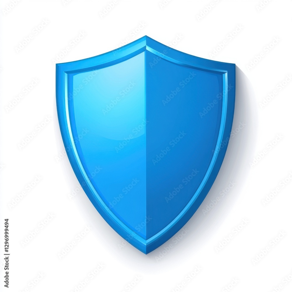 Glossy blue shield icon representing protection and security. Glossy blue shield icon representing protection and security.