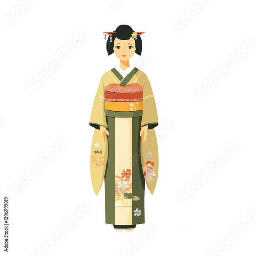 A Digitally Illustrated Person Wearing Traditional Attire And Standing Upright