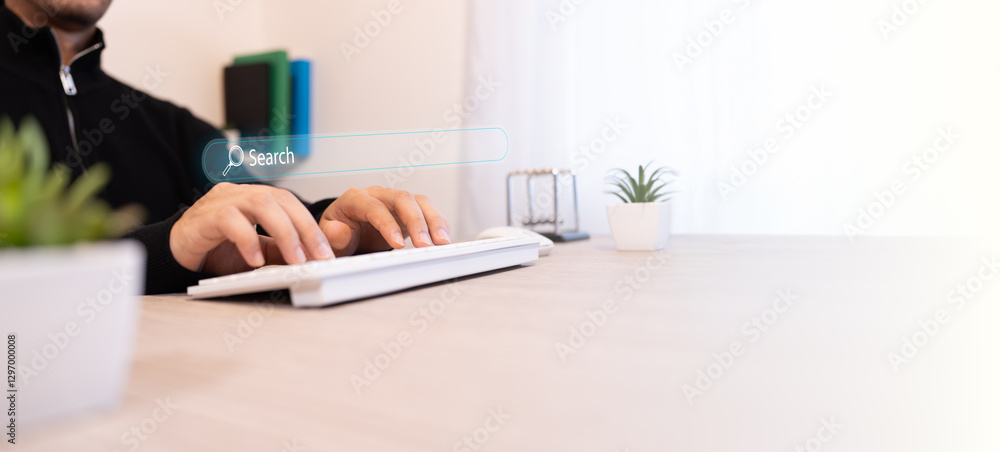 Fototapeta premium Search engine optimization, using a computer to obtain information