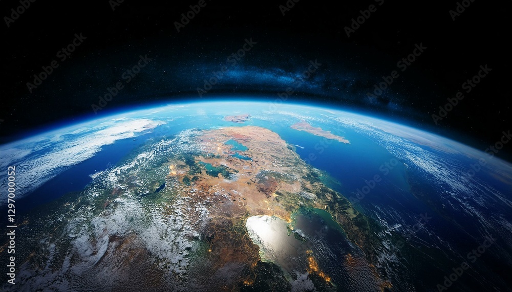 Half-Sphere Earth from Space with Rising Sun – Climate Symbolism Half-Sphere Earth from Space with Rising Sun – Climate Symbolism