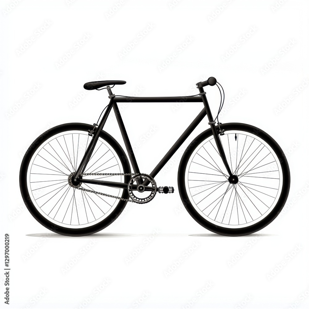 Obraz premium Stylish black bicycle featuring a minimalist design and sleek lines, perfect for urban commuting.