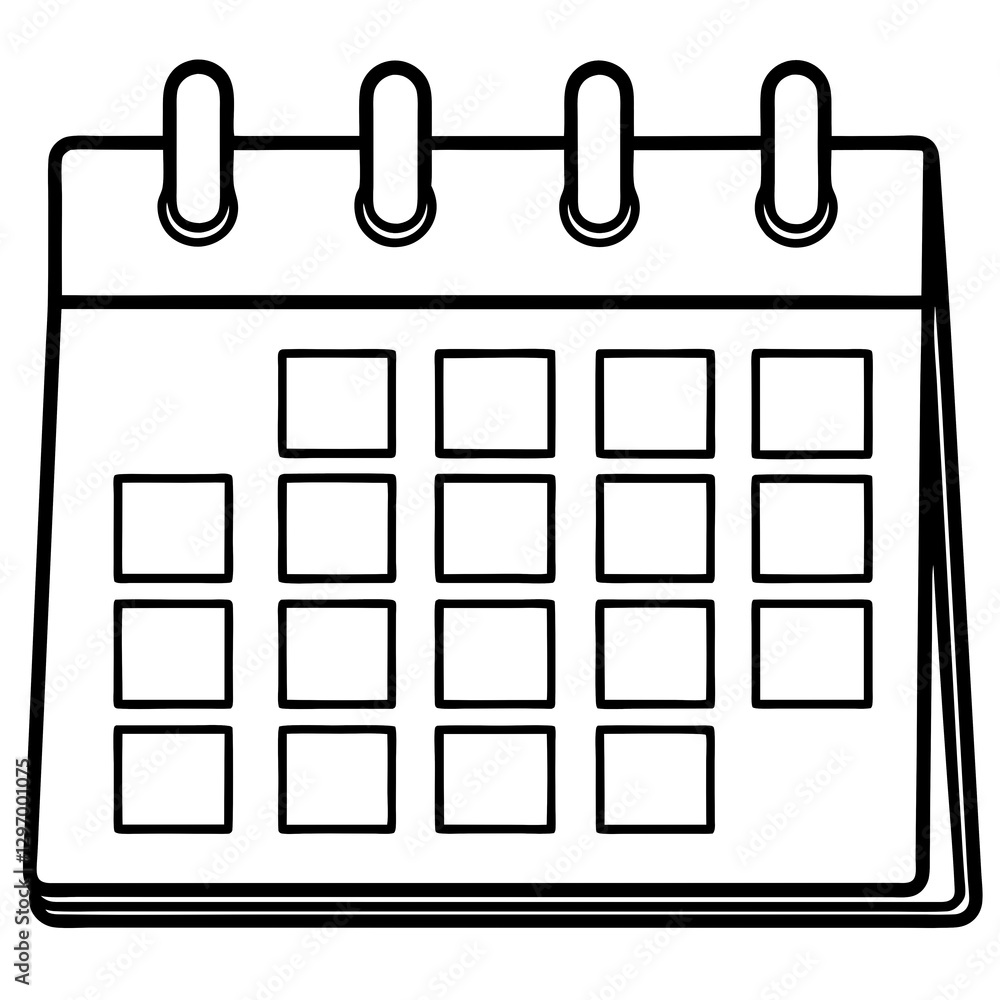 calendar simple line art isolated on white background
calendar simple line art isolated on white background