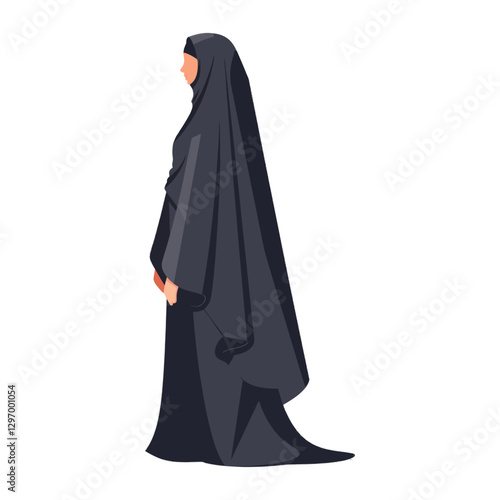 Illustration Of A Woman Wearing A Black Colored Garment