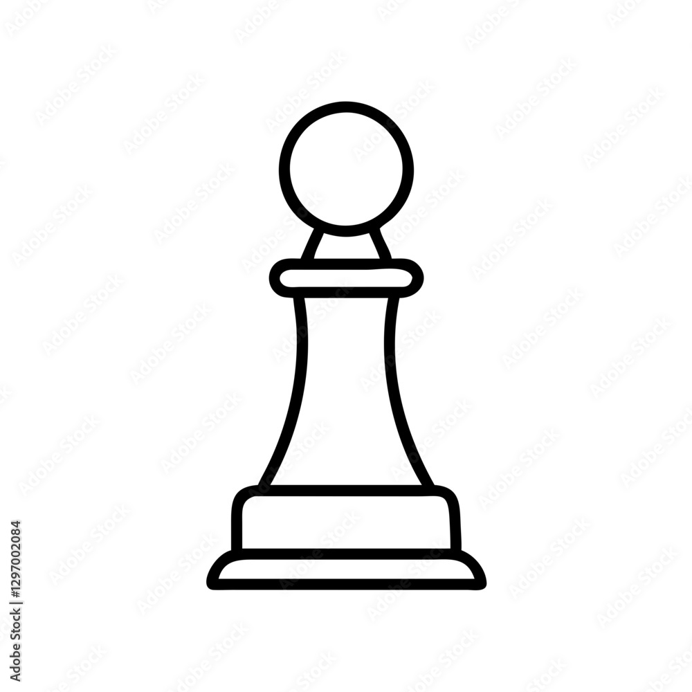 Chess pawn icon in black outline, symbolizes strategy and gameplay, black outline, modern design Chess pawn icon in black outline, symbolizes strategy and gameplay, black outline, modern design