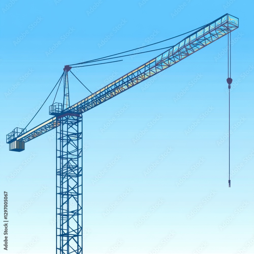 A tall construction crane silhouetted against a clear blue sky, symbolizing urban development. A tall construction crane silhouetted against a clear blue sky, symbolizing urban development.
